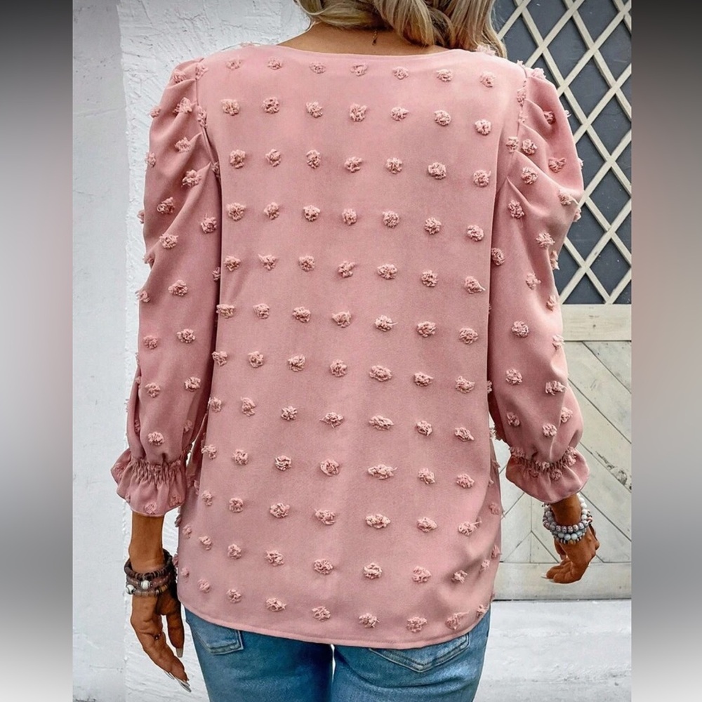 Boho dusty pink Swiss dot top - Picture 4 of 6